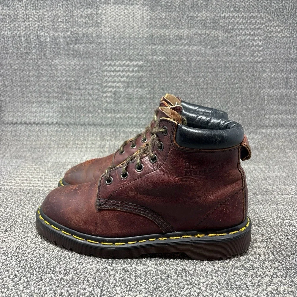 Vintage Dr Martens 939 Boots Made in England Oxblood Leather 6 Eye Chunky Lug